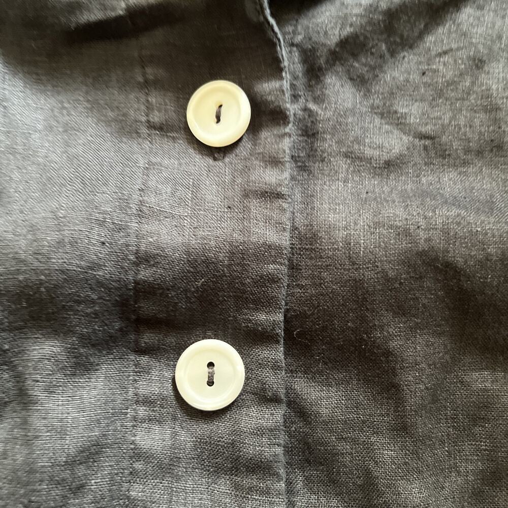 Quince 100% European Linen Button Front Dress | Black |Medium | Missing Belt - Picture 12 of 16